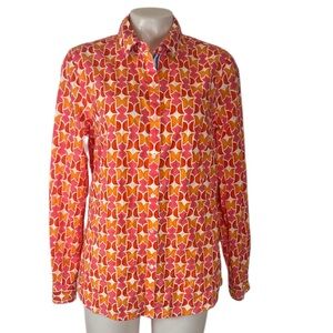 J.McLaughlin long sleeve cotton button down blouse geometric print size medium